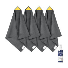 loukin 4pcs Magnetic Whiteboard Cleaning Cloth, Dry Erase Cleaning Cloth for Classroom, Home and Office Use, Reusable and Washable, Gray, 12" x 12",