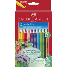 Faber Castell 12 JUMBO GRIP COLOUR PENCILS + SHARPENER