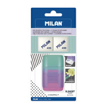 MILAN Blister Pack Sunset Purple Compact Sharpener + 2 Replacement Erasers, BYM10451
