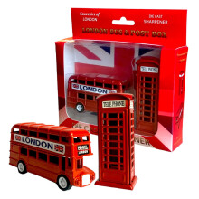 London Souvenir Pencil Sharpeners Set - Die Cast Metal Sharpener - British Souvenir England UK Gift - 2 x London Icons Pencil Sharpener Red Bus &