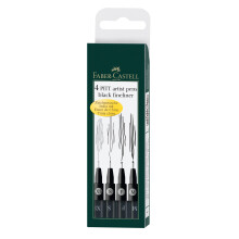 Faber-Castell Pitt Artist Pen 167115 India Ink Pens Pack of 4 M F S XS Black