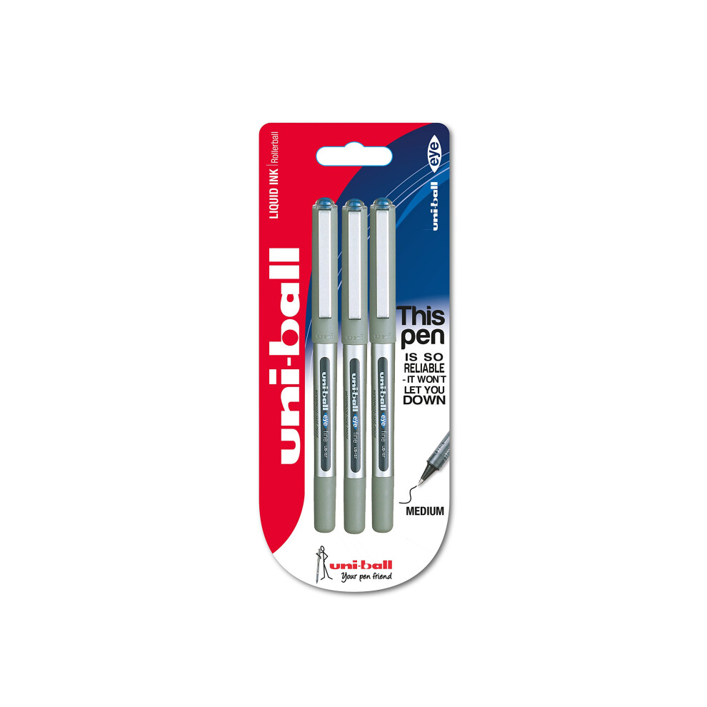 Uni-Ball Eye Fine Rollerball Pen - (Pack Of 3) Blue