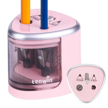 tenwin Electric Pencil Sharpener, Double Hole Battery Operated Sharpener for 6-12mm No.2/ Colored Pencils, Durable Blade to Fast Sharpen, Suitable for