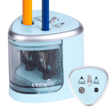 tenwin Electric Pencil Sharpener, Double Hole Battery Operated Sharpener for 6-12mm No.2/ Colored Pencils, Durable Blade to Fast Sharpen, Suitable for