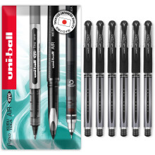 uni-ball UM-151 Signo Gel Grip Rollerball Pen ? 0.7mm - In Envelope Gift Packaging (Pack of 6, Black)