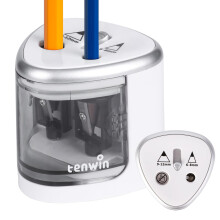 tenwin Electric Pencil Sharpener, Double Hole Battery Operated Sharpener for 6-12mm No.2/ Colored Pencils, Durable Blade to Fast Sharpen, Suitable for