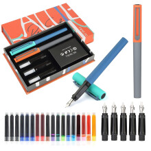 Calligraphy Fountain Pens Set - 5 Different Nibs and 18 Ink Cartridges, Calligraphy Set for Beginners - MU-20