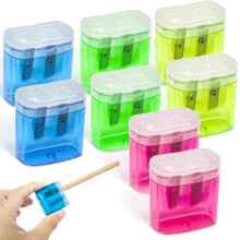 8 PCS Pencil Sharpeners, Sharpeners for School, Manual Double-Hole Pencil Sharpner with Cover, for Kids Students School Home Office Supply, Kids