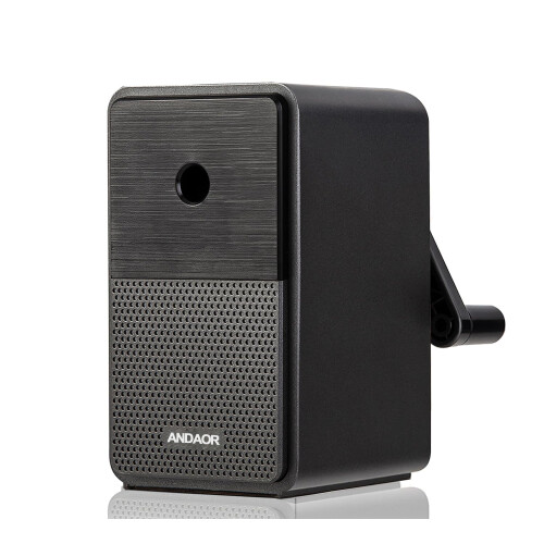 Manual Pencil Sharpener Desk Pencil Sharpener with Container 5 Grades of Thickness Adjustable and Auto-Stop Function Suitable for