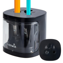 tenwin Electric Pencil Sharpener, Double Hole Battery Operated Sharpener for 6-12mm No.2/Colored Pencils, Durable Blade to Fast Sharpen, Suitable for