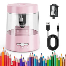 ZMOL Electric Pencil Sharpener for Colored Pencils, Auto Stop,Battery Operated Powered Pencil Sharpener Plug in for Kids 6-8mm No.2/Office/Home/Pink