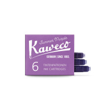 Kaweco Fountain Pen Ink Cartridges Summer Purple Pack of 6 | Premium Ink with Short Standard Cartridges in Purple | Vegan Cruelty Free Water Soluble
