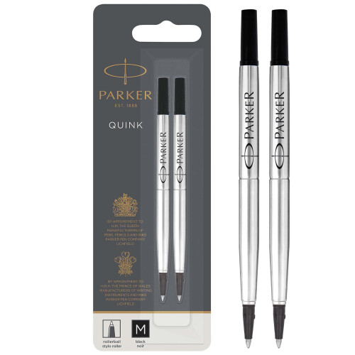 Parker Parker Rollerball Pen Refills | Medium Point | Black QUINK Ink | 2 Count