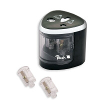 Peach PO102 electric universal sharpener | incl. spare parts | for all pencils, crayons, eyeliners and crayons | double sharpener for pens of 6-8 mm
