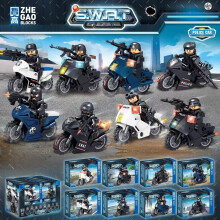 8 police special police motorcycle dolls small ornaments toy model assembling building blocks suitable for Lego children's toys