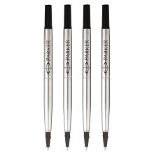 Parker Rollerball Pen Quink Ink Refills - 0.5mm Fine Point - Black Ink ? Pack of 4