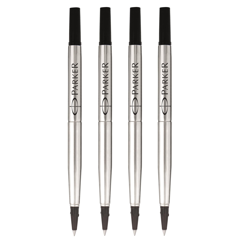 Parker Rollerball Pen Quink Ink Refills - 0.5Mm Fine Point - Ink ? Pack Of 4 Black