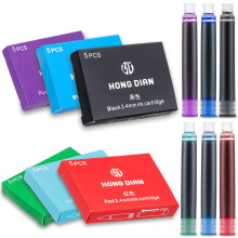 30 PCS Asvine Hongdian Fountain Pen Ink Cartridges 6 Colors Set (Black, Blue, Green, Red, Purple, Light Blue), 3.4mm Bore Diameter