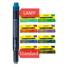 ONLINE 40 x Compatible Lamy Ink cartridges, Colourful, Universal cartridges, for All Standard Fountain pens, Replacement cartridges, Value Pack of