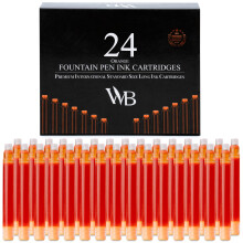 Wordsworth & Black 24 Pack Fountain Pen Ink Refills - Set of 24 Orange Ink Cartridges - International Standard Long Size - Length APPR 2.3" - Base