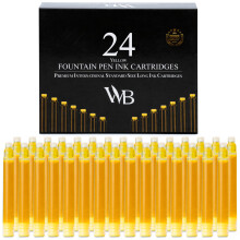 Wordsworth & Black 24 Pack Fountain Pen Ink Refills - Set of 24 Yellow Ink Cartridges - International Standard Size - Length APPR 2.3" - Base Diameter