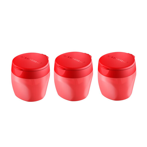 STABILO - Robust Can Sharpener - 3 x Woody 3 in 1 Sharpener - for Extra Thick Pencils - Red
