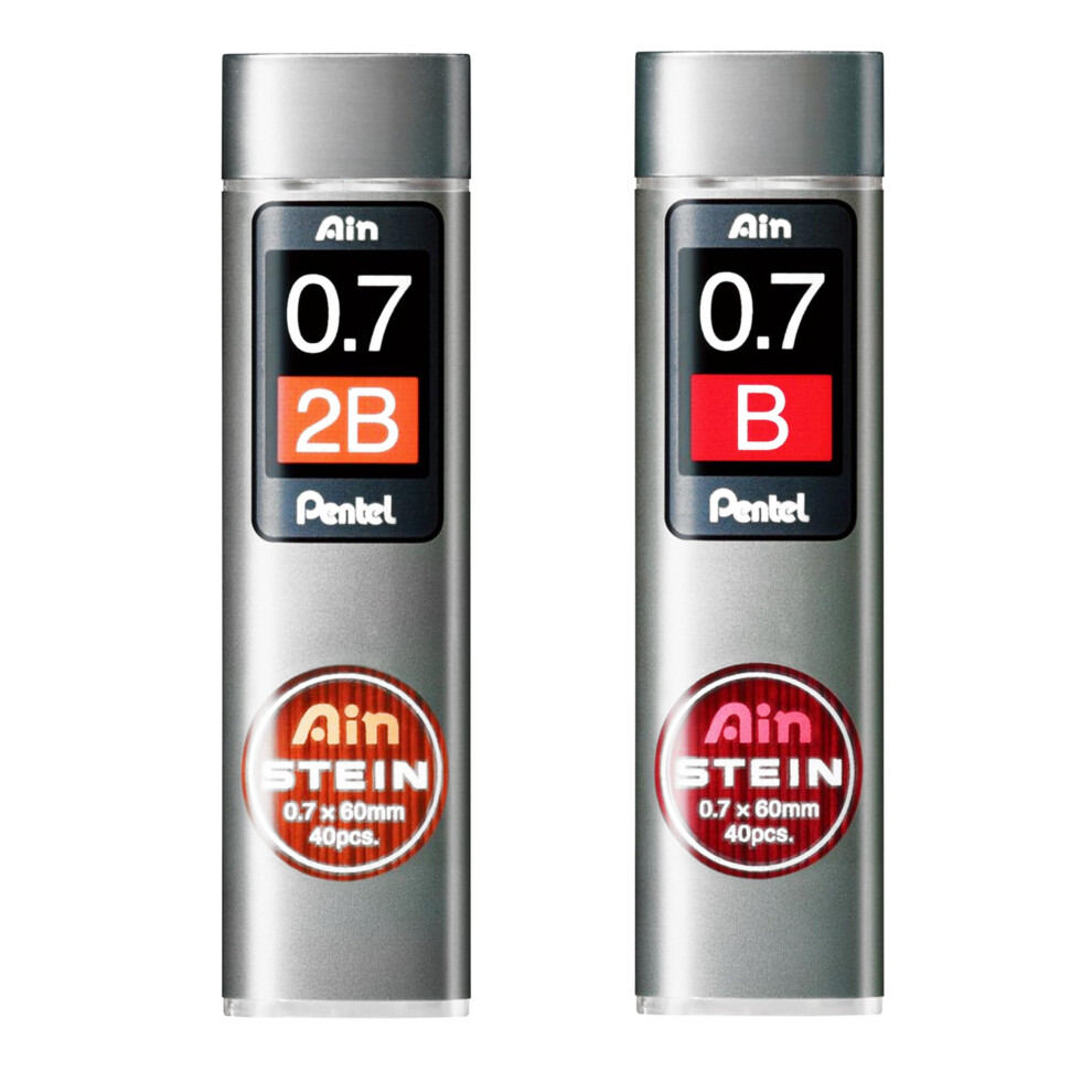 Pentel Ain Stein Mechanical Refill Leads - Pack Of 2 Tubes (0.7Mm 2B)