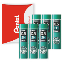 Pentel Ain Stein Mechanical Refill Leads - for Automatic/Mechanical Pencils - in Pentel Pillow Packaging (0.5mm 2H, Pack of 6)