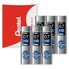 Pentel Ain Stein Mechanical Refill Leads - for Automatic/Mechanical Pencils - in Pentel Pillow Packaging (0.7mm HB, Pack of 6)