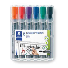 STAEDTLER 356 WP6 Lumocolor Flipchart Markers - Assorted Colours Pack of 1 (6 Count )