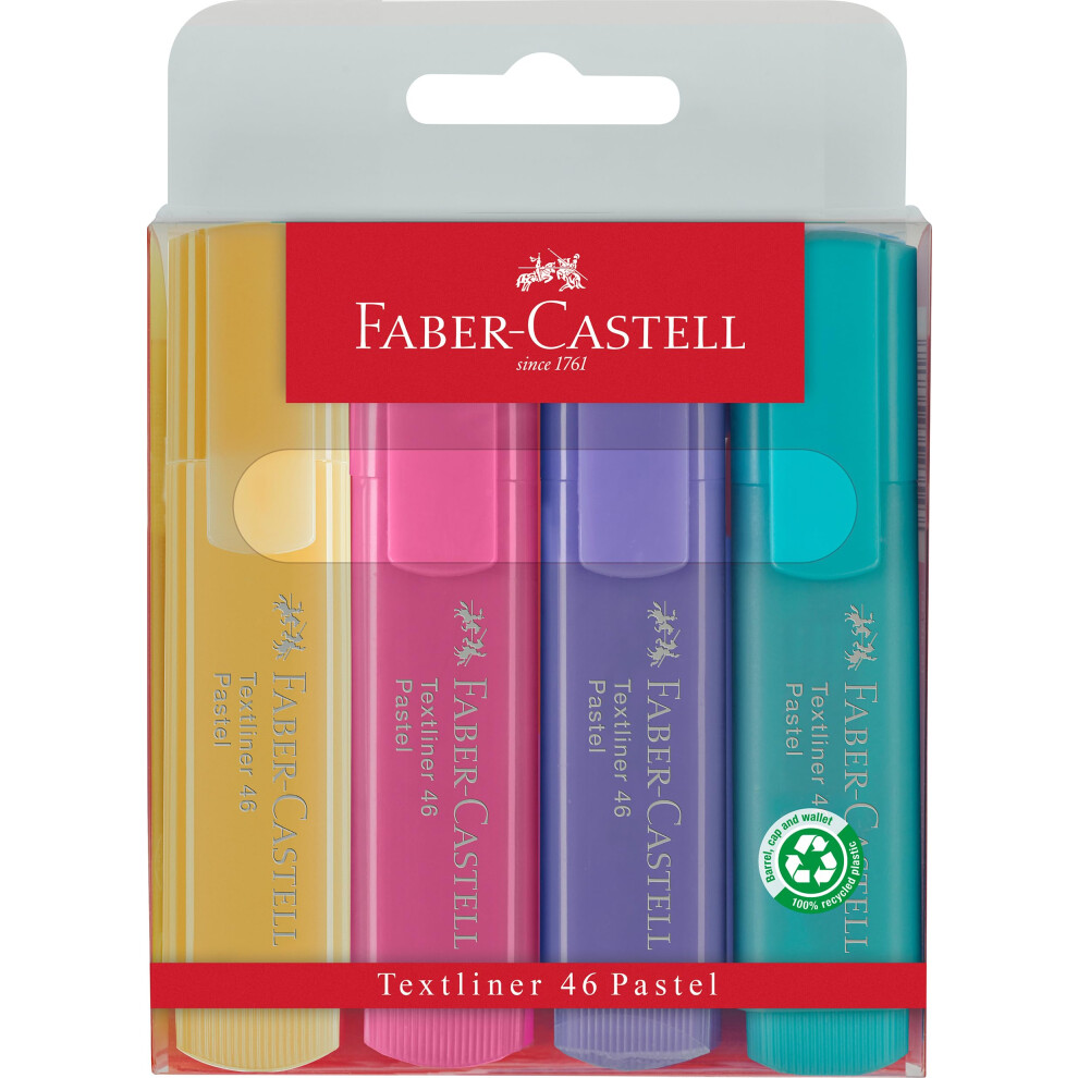 Faber-Castell Textliner Highlighter Pen 46 Pastel Colours Pack Of 4, 154610