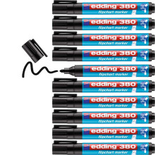 edding 380 flipchart marker - black - box of 10 - round nib 1.5-3 mm - marker for writing, drawing and marking on flipchart paper - does not bleed