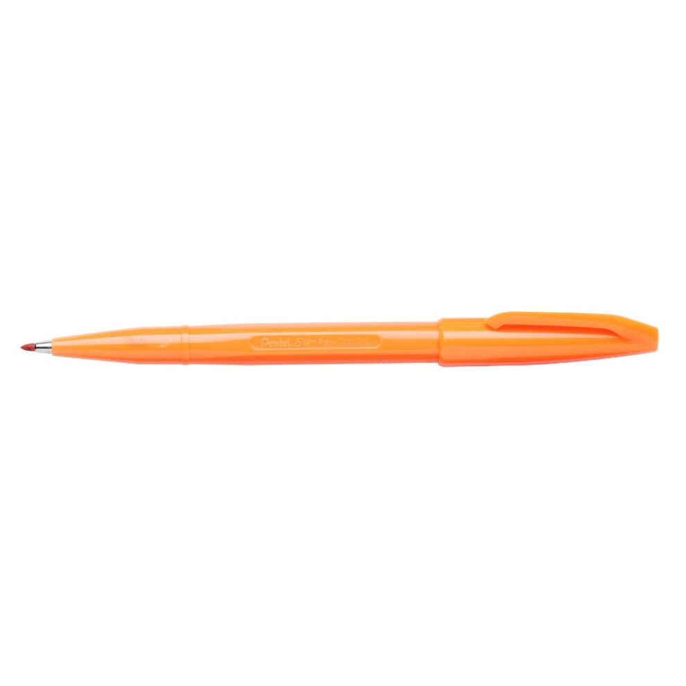 Pentel Sign Pen 1.0Mm Line Dye Based Ink Original Fiber Tipped Pen - Orange (Pack Of 12)