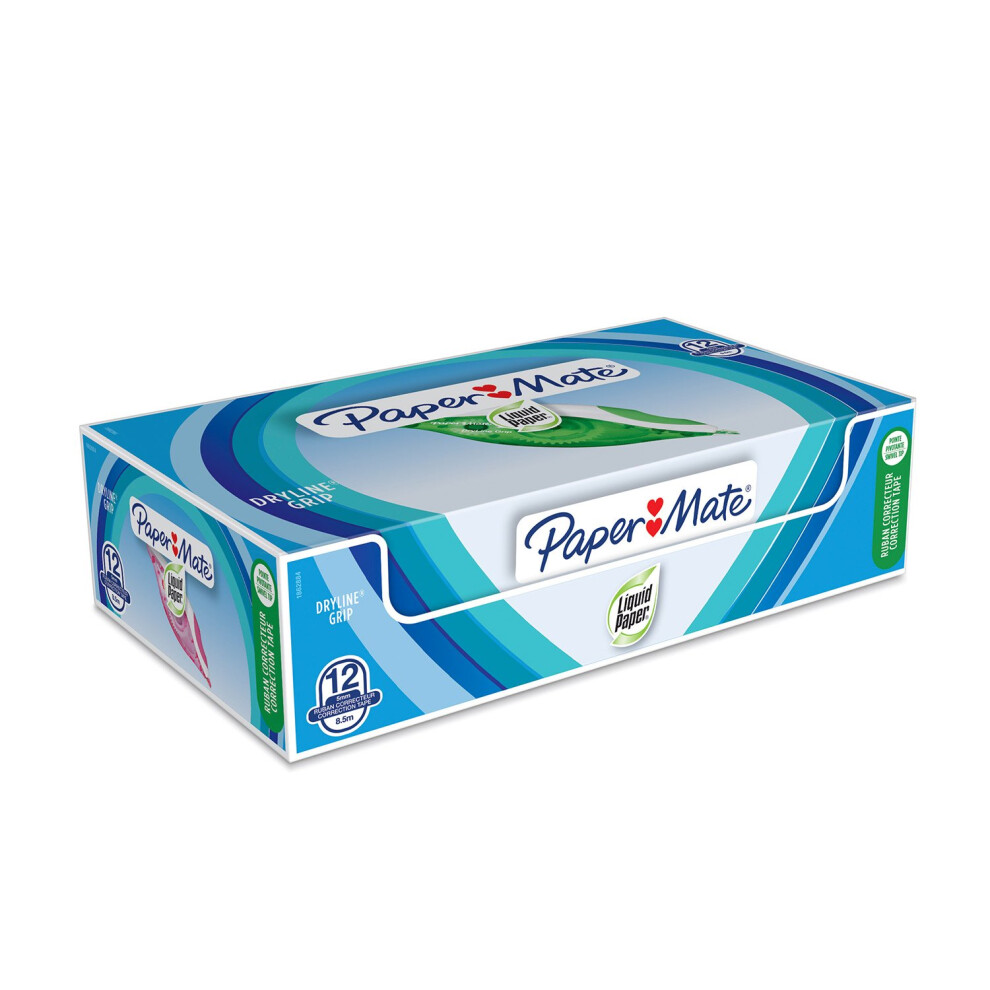 Paper Mate Liquid Paper Dryline Grip Correction Tape | Assorted Colours | Box Of 12