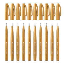 Pentel Brush Sign Pen Ochre - Pack of 10