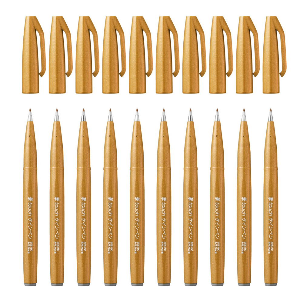Pentel Brush Sign Pen Ochre - Pack Of 10