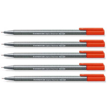 STAEDTLER 334 Triplus Fineliner Superfine Point Pens - 0.3mm - Red Ink (5)