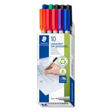 STAEDTLER 316 B10 Lumocolor Non-Permanent Pen, Fine Line Width, 0.6mm - Assorted Colours (Pack of 10)