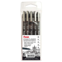 Pentel S20P Pointliner, fineliner black pocket 5 pcs (tip 0.05-0.1 - 0.3-0.5 - 0.8 mm)