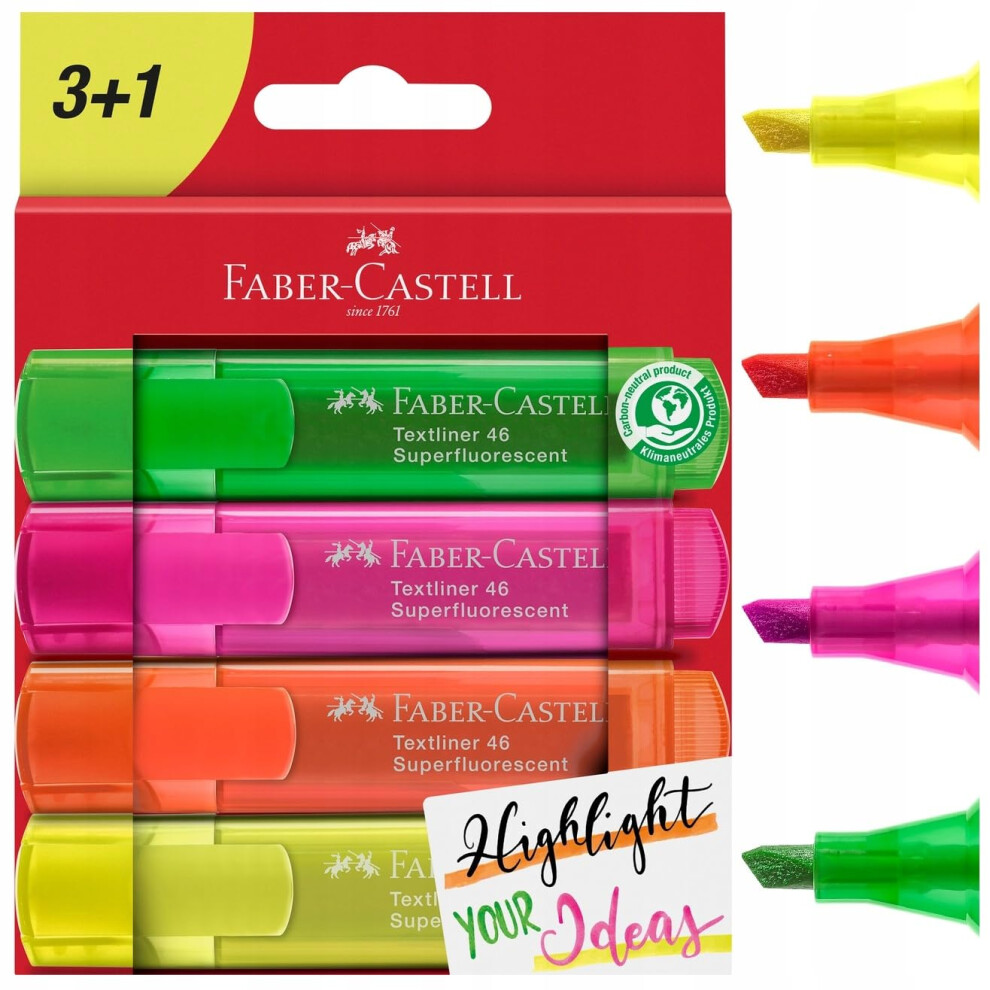 Faber-Castell Textliner 46 Superfluorescent Highlighters - Wallet Of 4