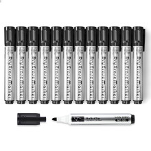 maxtek Whiteboard Pens Black, 12pcs Whiteboard Markers Dry Erase, Bullet Tip Dry Wipe Pens Low Odor for Office, Schools, Home