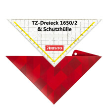 Aristo AR18052B TZ Triangle AR1650/2 with Geocover Protective Case (Hypotenuse 22.5 cm, Fixed Grip, Ink Knobs, Geocover with Holes and Magnetic
