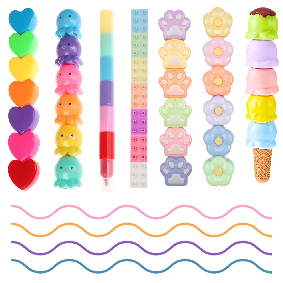 Photos - Felt Tip Pen CNYMANY 7 packs  Mini Highlighter Pens, Pastel Colourful Highlighter Cute Stackable Kawaii Marker Pens for Writing D(38 pcs)