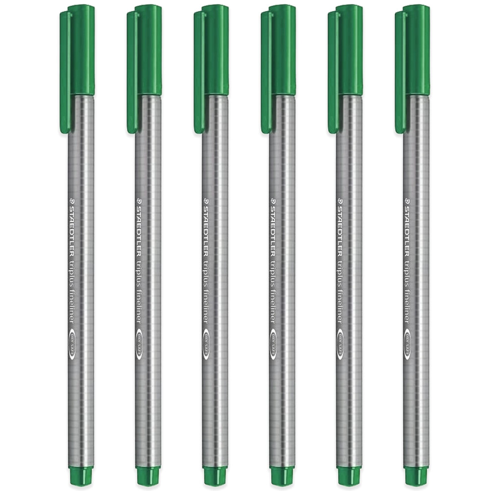 Staedtler 334 Triplus Fineliner Superfine Point Pens - 0.3Mm - Pack Of 6 Green