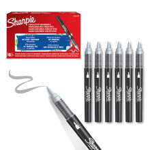 Sharpie Creative Marker Acrylic Paint Pens | Brush Tip Water-Based Paint Markers | Cool Grey | No-Bleed Ink Writes on Most Surfaces | Crafting & Art