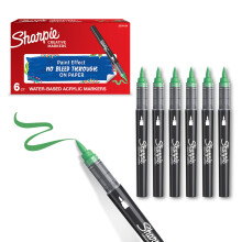 Sharpie Creative Marker Acrylic Paint Pens | Brush Tip Water-Based Paint Markers | Green | No-Bleed Ink Writes on Most Surfaces | Crafting & Art