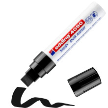 Edding 4090 Chalk Marker - Black - 1 Pen - Chisel Nib 4-15 mm - Broad Nib Wet Wipe for Chalkboards, Windows, Glass, Mirrors - Liquid Chalk Marker for