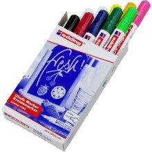 edding 4095 chalk marker - multi-coloured - 10 chalk pens - round nib 2-3 mm - medium-nib wet wipe pen for chalkboards, windows, glass, mirrors -