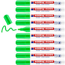 edding 4095 chalk marker - light-green - 10 chalk pens - round tip 2-3 mm - medium-tipped wet wipe pen for chalkboards, windows, glass, mirrors -