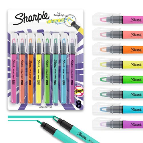 Sharpie Sharpie Clear View Highlighters 8/Pkg-Yellow, Green, Pink & Orange/2 Each